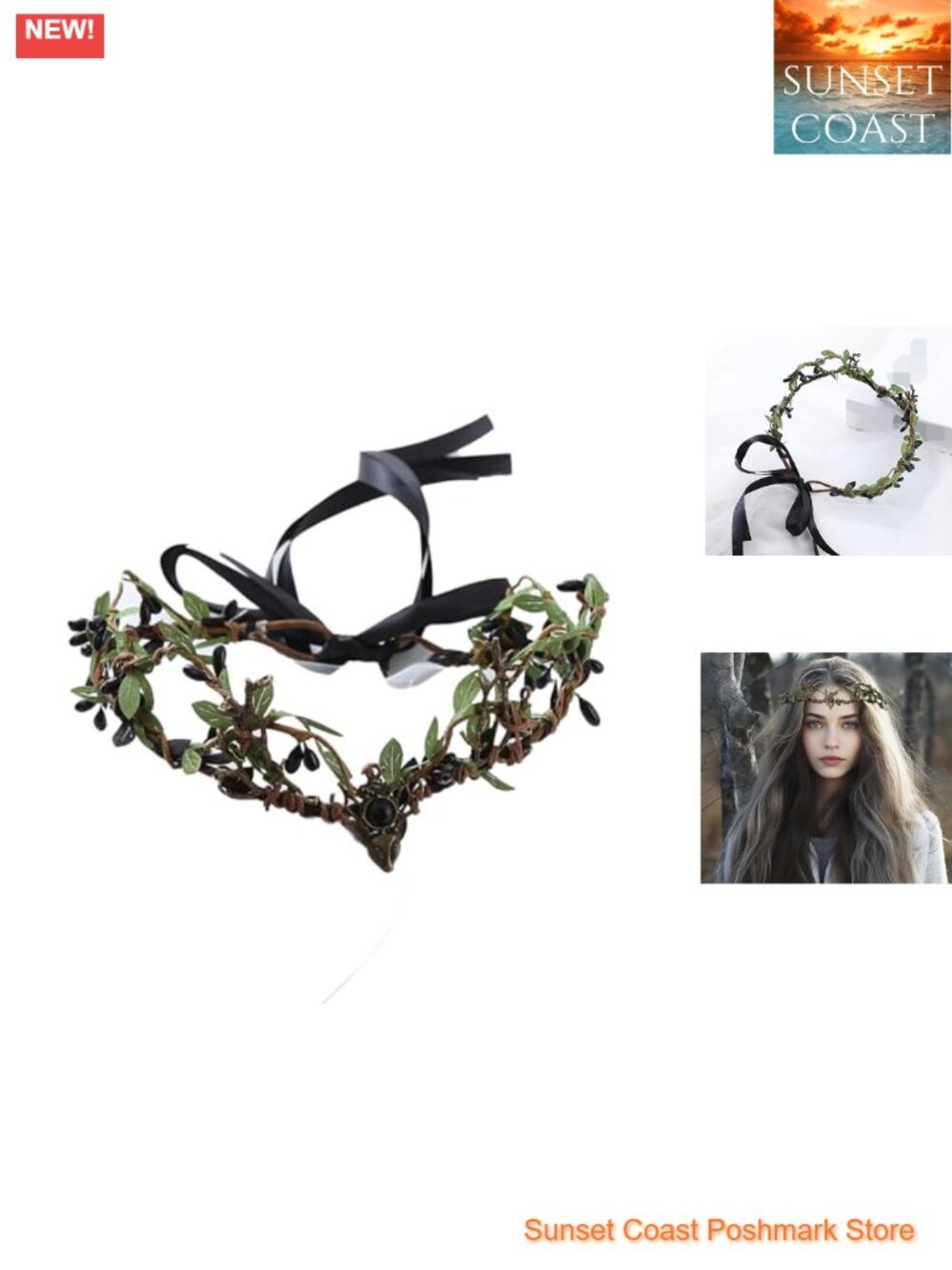Fairy Deer Horns Headband Silk Floral Crown Wedding Hairpiece